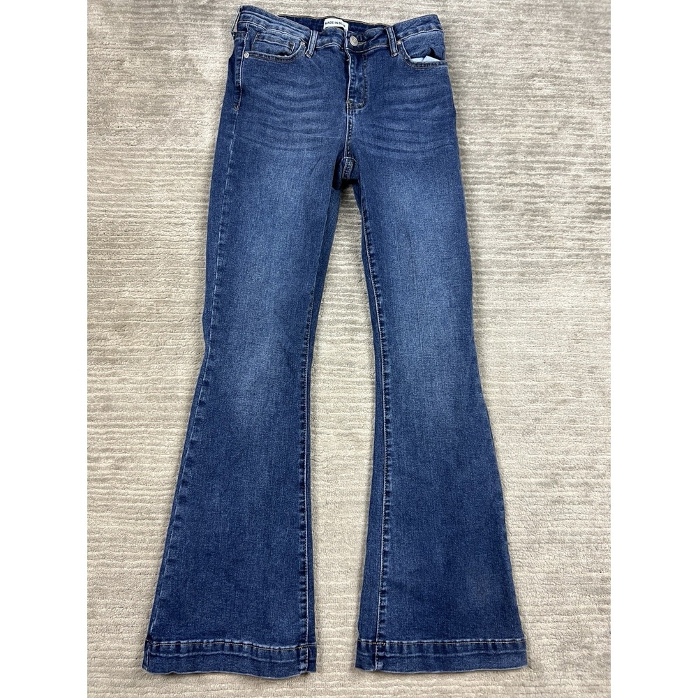 Made In Blue Jeans Juniors‎ 11 Blue Dark Wash Denim Cotton Blend Boot Cut Flare